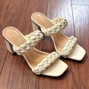Sincerely Jules Cream Braided Heels